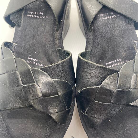 adiPRENE by Adidas Black Sandals Wedge Strappy Leather Women sz 8 - Picture 7 of 8